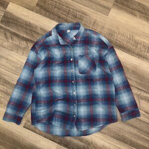 BP. Small Blue Flannel Sweatshirt